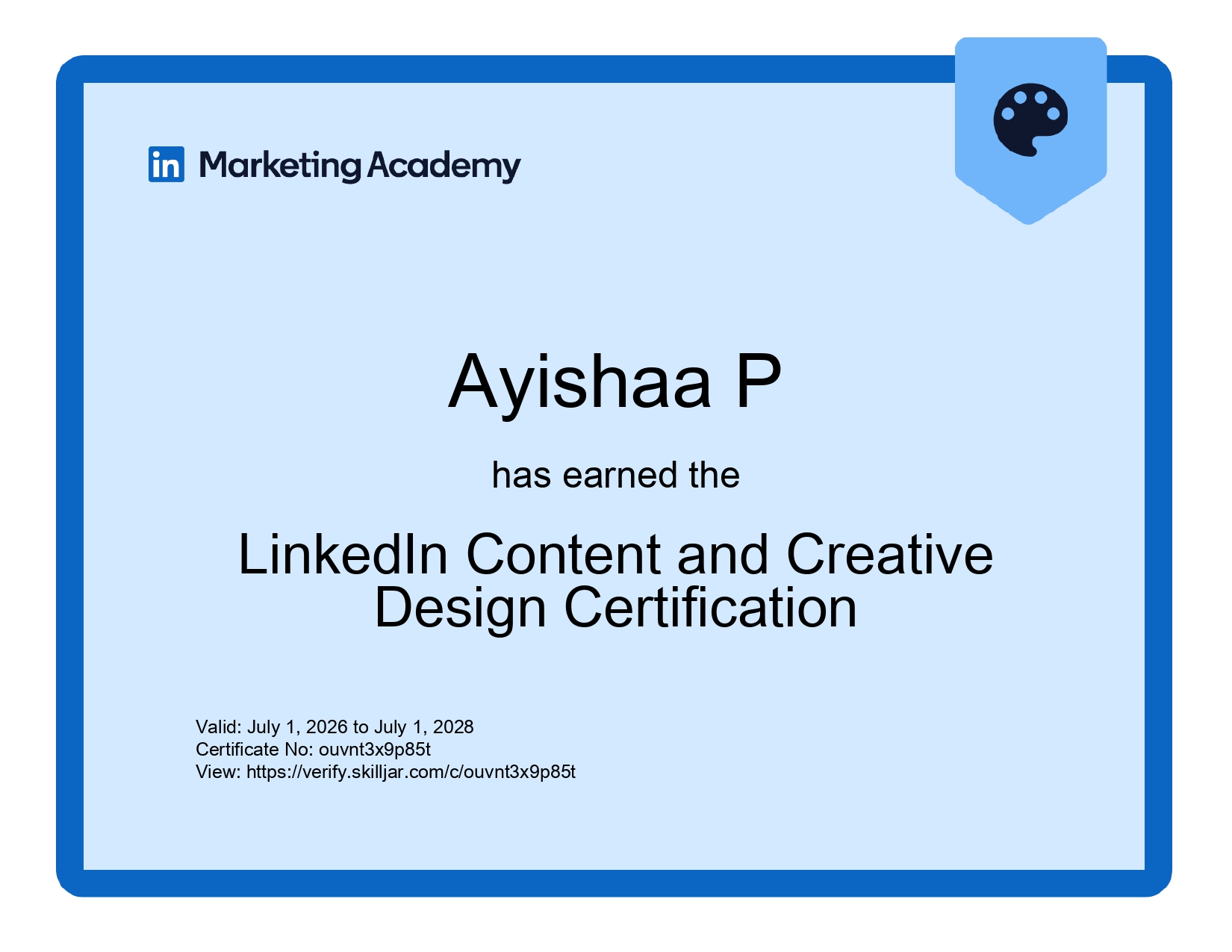 Best Content Creator in Calicut -certificate